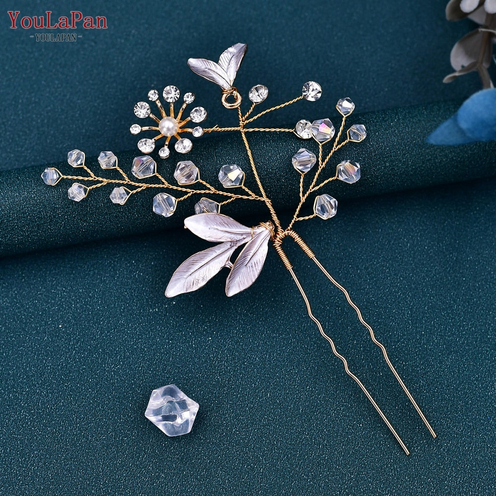 YouLaPan HP133 Rhinestone Crystal Bridal Hair Accessories Women Hair Comb Bride Hair Clips Flower Hair Pins Party Headpiece