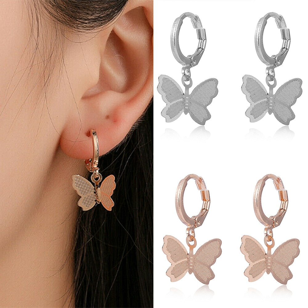 Cute Romantic Style butterfly Titanium Steel Stud Earrings Female Earrings Hot Sale animal Earrings appointment Jewelry