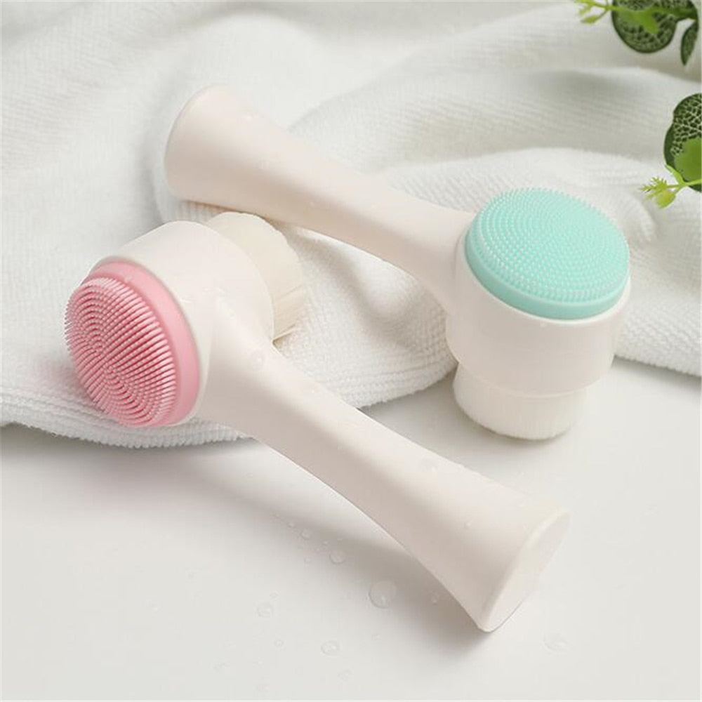 Double-sided Facial Cleansing Brush Silicone Face Skin Care Tool Facial Massage Cleanser Brush Makeup Remover Brush Beauty Tools