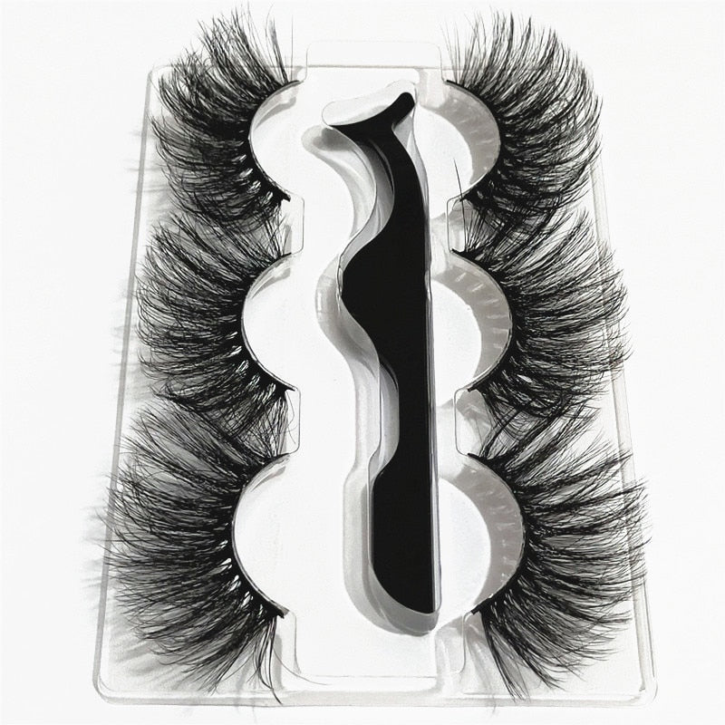 3/5/8 Pairs 3D Mink Lashes 25mm Dramatic Volume Eyelashes Mink Natural Long Silk Eyelashes Beauty Makeup Eyelash Extension Tool