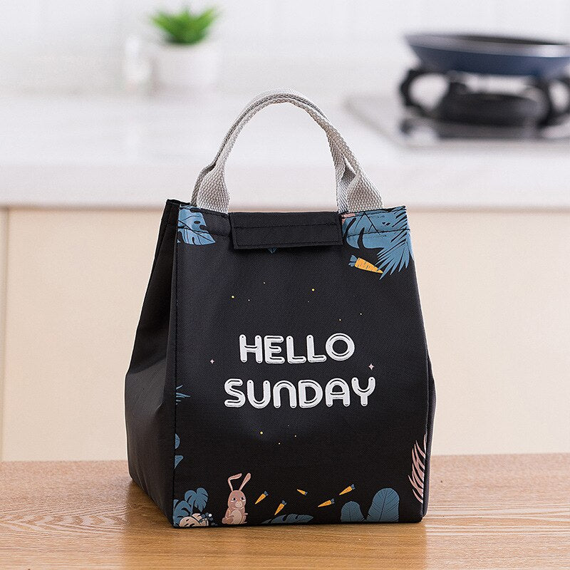 PURDORED 1 Pc Cartoon Lunch Bag Women Fresh Cooler Bags Waterproof Portable Zipper Thermal Oxford student Lunch Box Food Bags