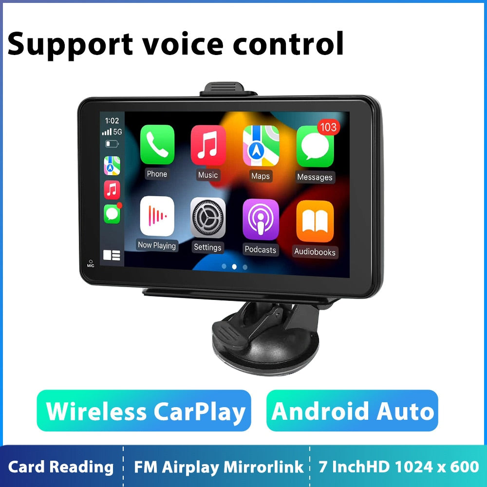 Podofo Universal 7'' Car Radio Multimedia Video Player Wireless Carplay And Wireless Android Auto Touch Screen For Nissan Toyota