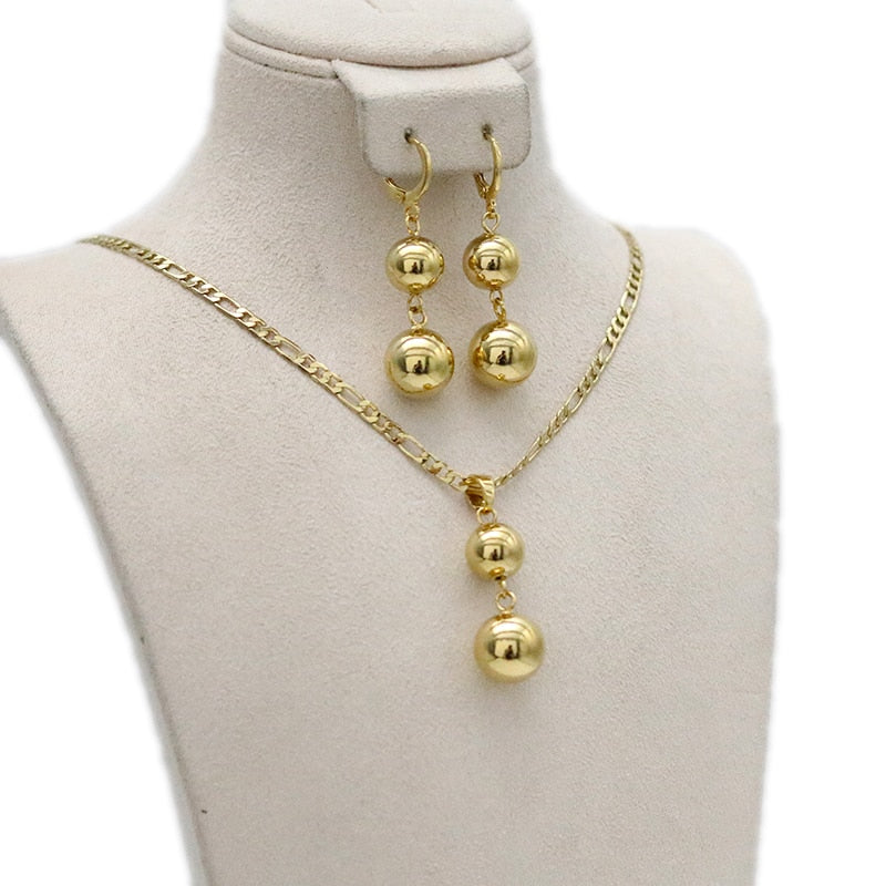 24k Gold Plated Ethiopian Earrings Pendant Necklace Set Dubai Women's Jewelry Set Africa India Nigeria Wedding Gift Party Jewelr