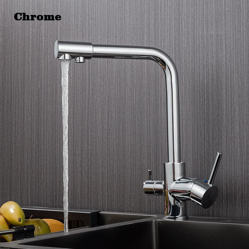 Kitchen Filtered Faucet Balck with Dot Brass Purifier Faucet Dual Sprayer Drinking Water Tap Vessel Sink Mixer Tap Torneira