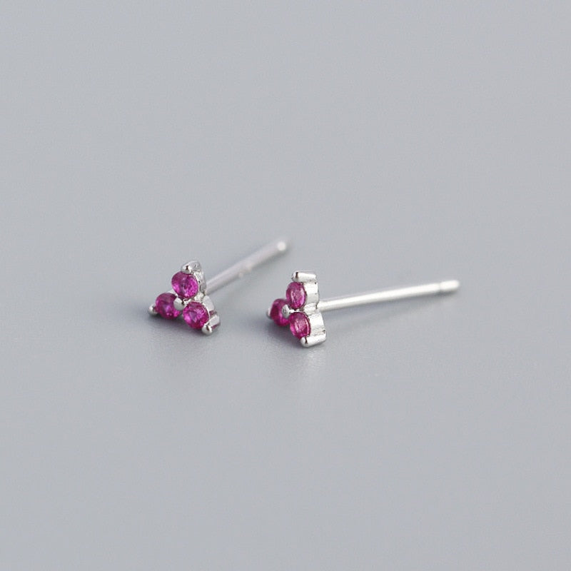 925 Sterling Silver Inlaid Crystal Geometric Clover Stud Earrings Light Luxury Mature Glamour Women Jewelry Accessories