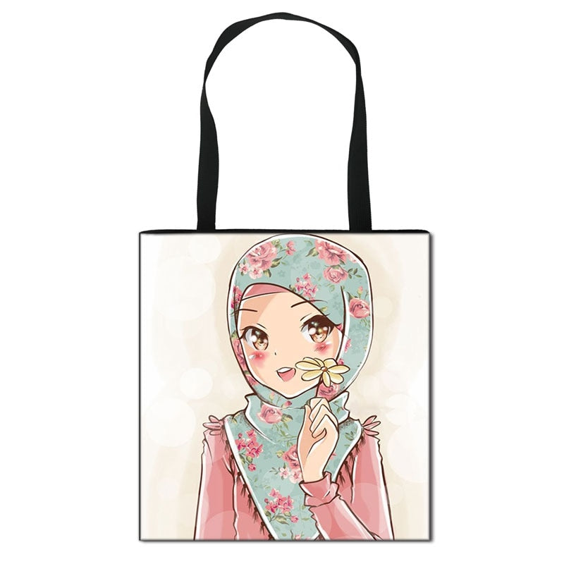 Hijab Face Muslim Shoulder Bag Women Casual Totes Large Capacity Ladies Shopping Bags Islamic Gril Handbag Travel Bags