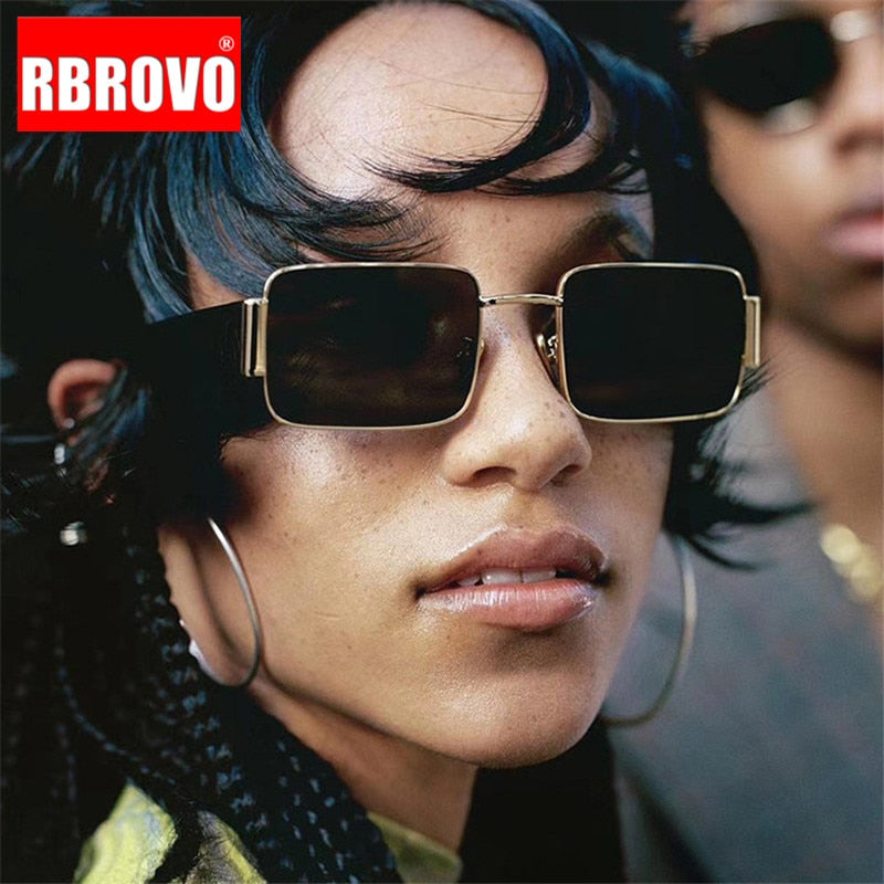 RBROVO Rectangle Retro Sunglasses Women 2023 Vintage Eyeglasses For Women/Men Luxury Brand Glasses Women Mirror Oculos De Sol