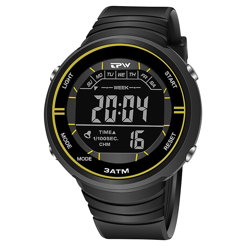 Shock Resistant Negative Display Digital Watches 3ATM Water Resist Tough Structure