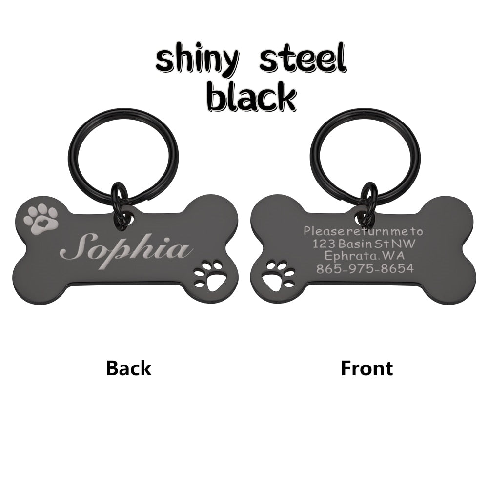 Personalized Pet Dog Name Tags Shiny Steel Free Engraving Kitten Puppy Anti-lost Collars Tag Collar for Dogs Cats Nameplate