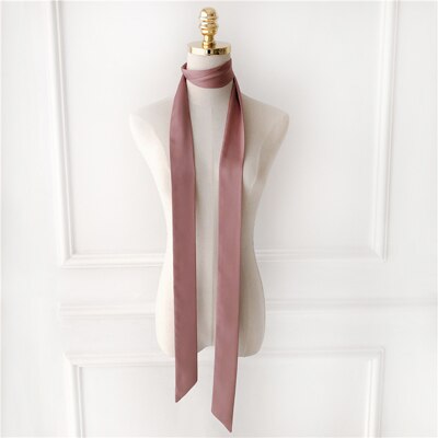 Luxury Women Narrow Long Scarf 200x5cm Solid Color Chiffon Silk Rubber Red Tie Black Bag Ribbon Headbands Choker Streamer Scarf