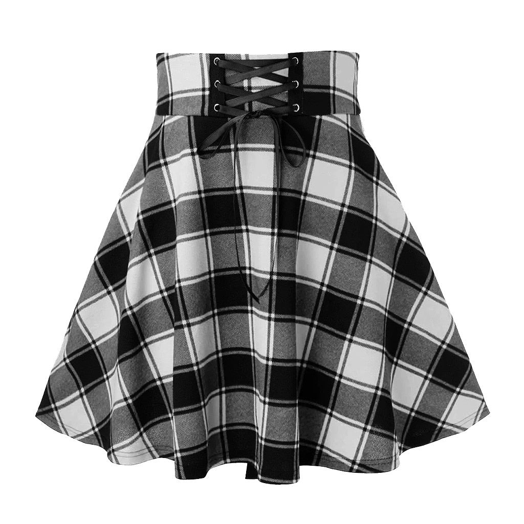 Black Checkered Women's Gothic Skirt Women Pleated Plaid Skirts Spring Autumn Girl Hip Hop Female Punk Goth Mini Skirt Clubwear