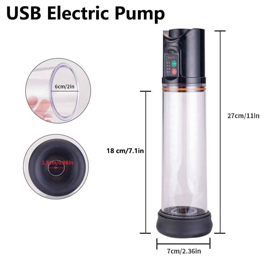 Electric Penis Vacuum Pump Rechargeable Automatic Male Enlargement Erection Extend Men Manual Penis Enlarge Air Pressure Device