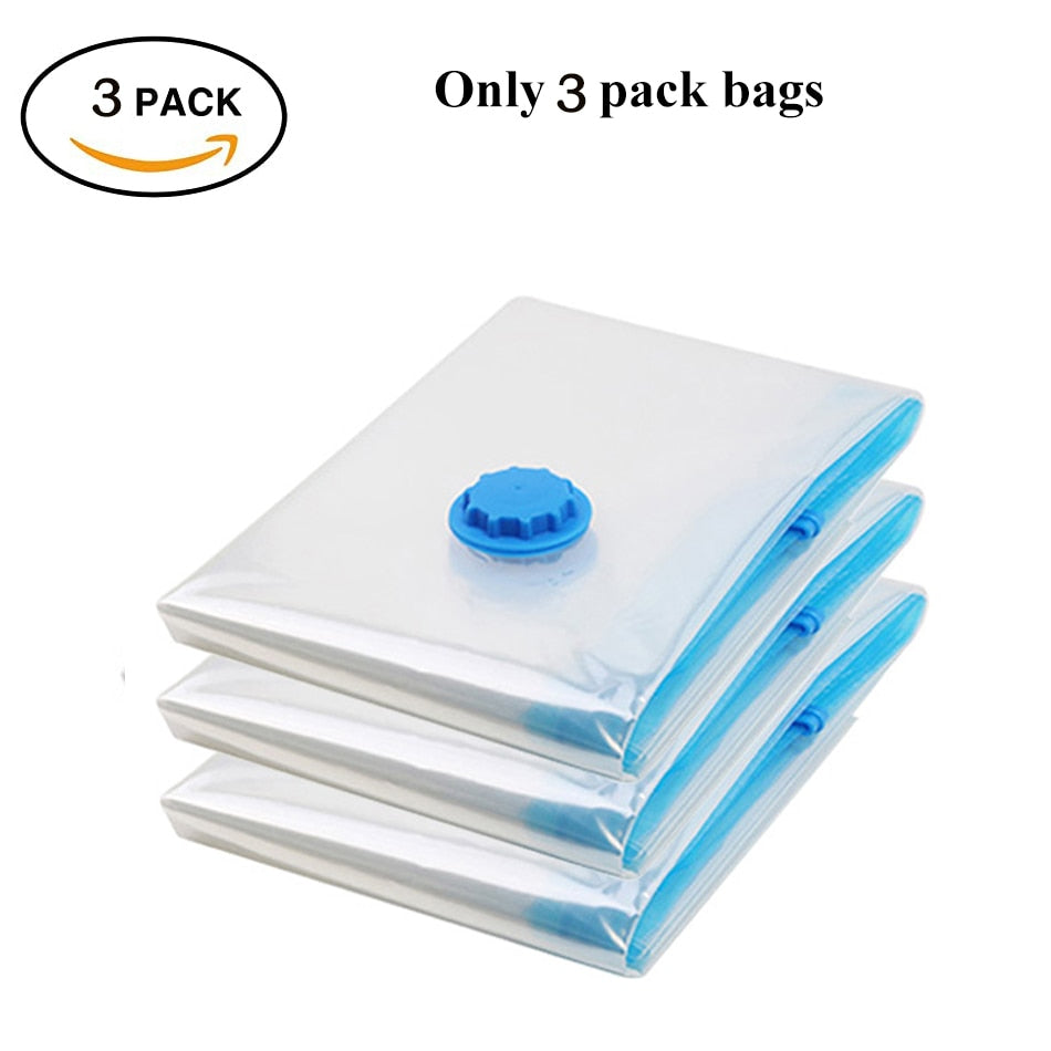 Vacuum Storage Bags With Valve Transparent Folding Compressed Space Saving Travel Seal Packet Organizers for Towel Cloth Blanket