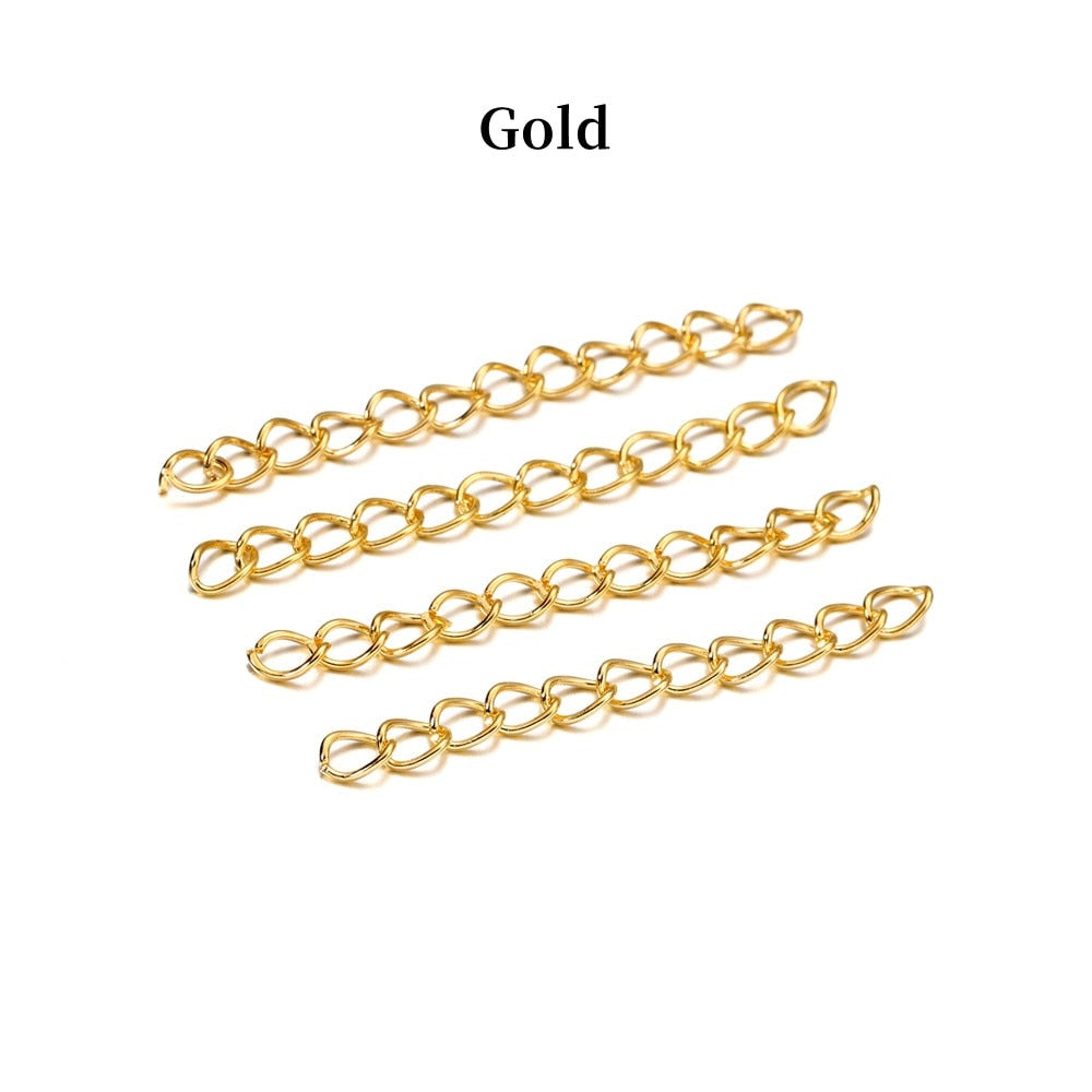 100pcs/lot 50mm 70mm  Necklace Extension Chain Bulk Bracelet Extended Chains Tail Extender For DIY Jewelry Making Findings