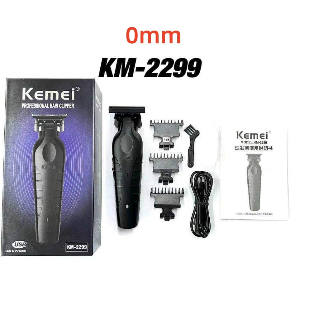 Kemei 2299 Barber Cordless Hair Trimmer 0mm Zero Gapped Carving Clipper Detailer Professional Electric Finish Cutting Machine