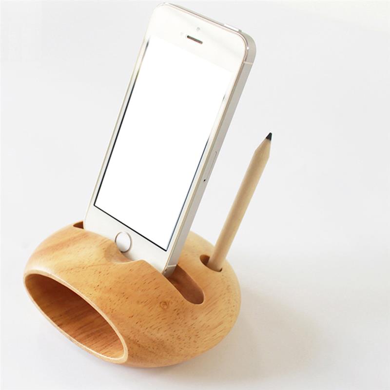 1PCS Wooden Phone Speaker Stand Creative Mobile Phone Rack Polished Loudspeaker