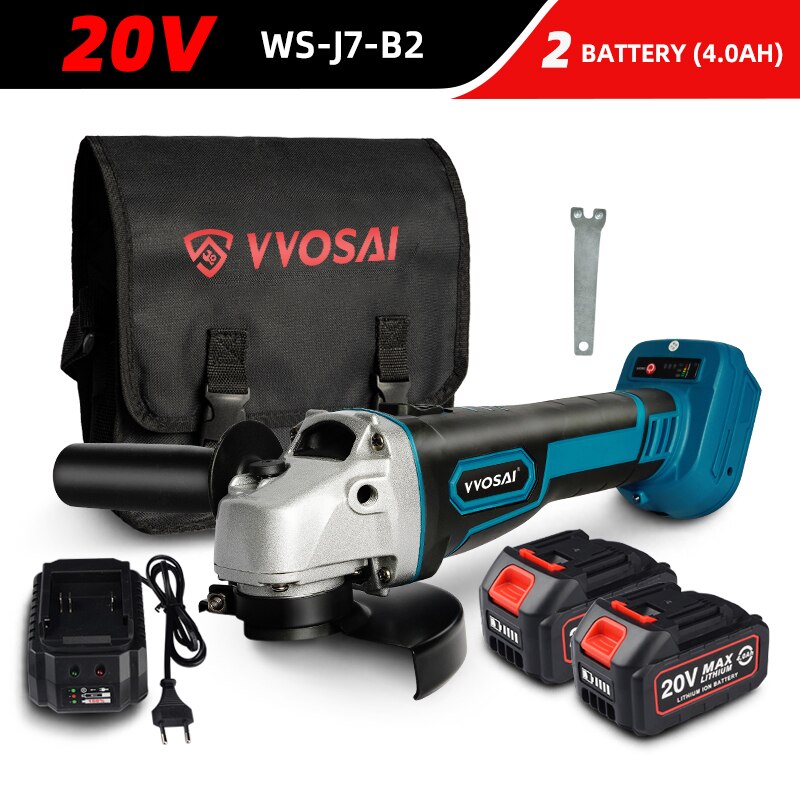 VVOSAI M14 Cordless Angle Grinder 20V Lithium-Ion Grinding Machine Cutting Electric Angle Grinder Grinding Brushless Power Tool