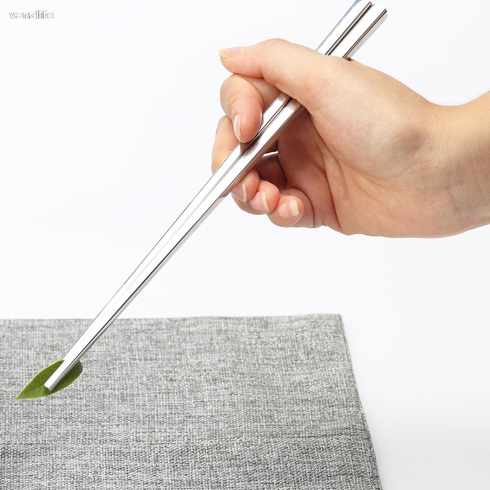 5 pairs/vanzlife food stainless steel chinese chopstick for sushi household children's Chopstick holder Kitchen metal chopsticks