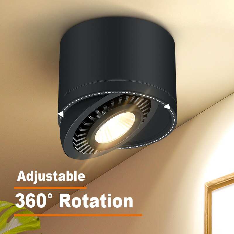 Angle Adjustable Dimmable Surface Mounted Downlight led Ceiling Lamp 5W 7W 9W 15W LED COB Spot Light AC110/220V Ceiling Light