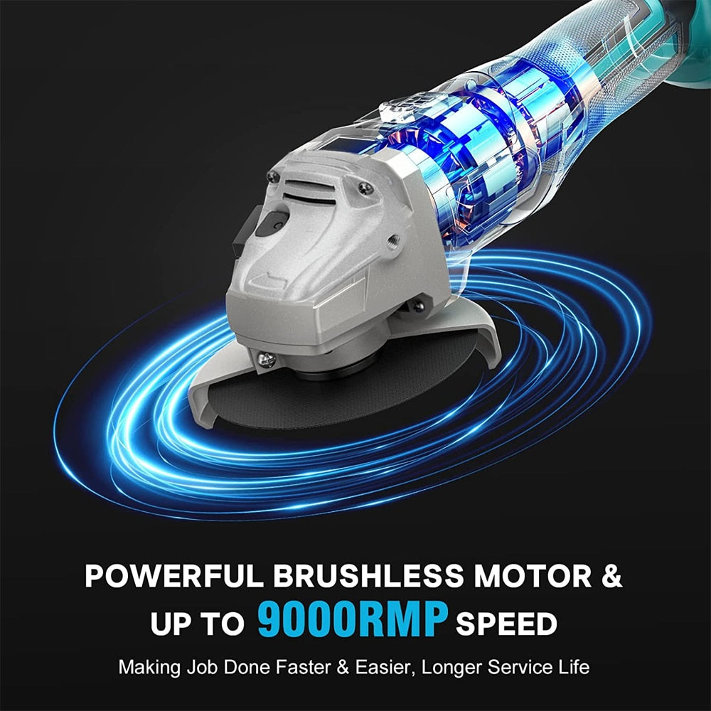 For Makita 18V 125mm Brushless Cordless Impact Angle Grinder DIY Power Tools Electric Polishing Grinding Machine Without Battery