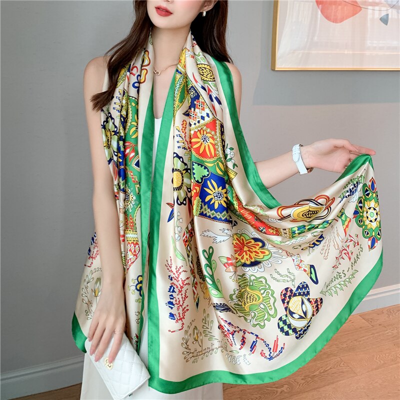 2022 New Design Brand Silk Scarves Summer Women Shawls And Wraps Print Hijabs Scarfs Foulard Femme Pashmina Beach Stoles Luxury