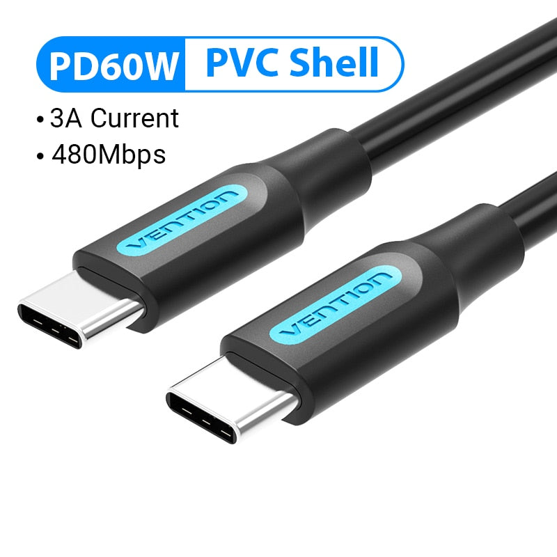 Vention USB Type C to USB C Cable PD 100W 60W Fast Charger for Samsung Xiaomi Macbook iPad Quick Charge 4.0 5A USB C Charge Cord