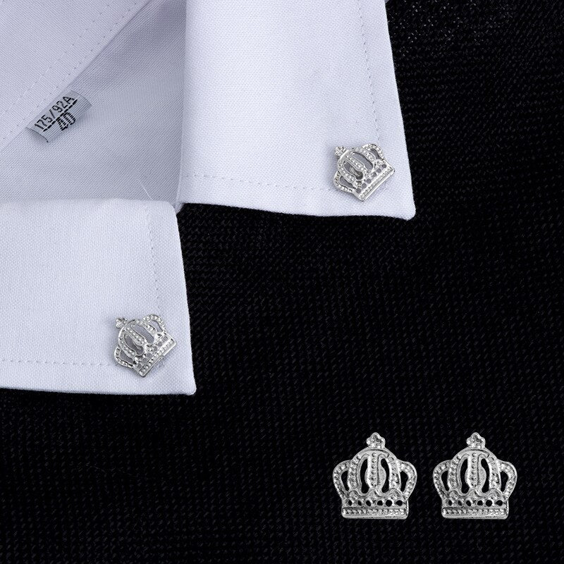 i-Remiel Vintage Fashion Triangle Shirt Collar Pin for Men and Women Hollowed Out Crown Brooch Corner Emblem Jewelry Accessories