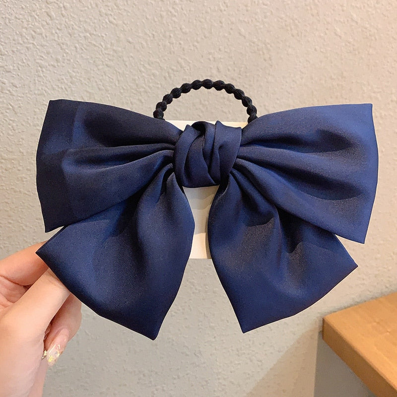 Fashion Korean BowKnot Hair Ties Scrunchies Women Girls Elastic Hair Bands Long Headwear Ribbon Bow Ponytail Hair Accessories