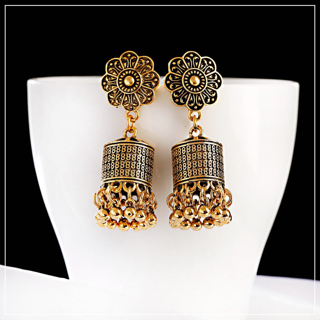 New Ethnic Vintage Women's Geometric Turkish Jhumka Earrings Indian Jewelry Gold Color Tassel Dangling Earrings Turkey Jewelry