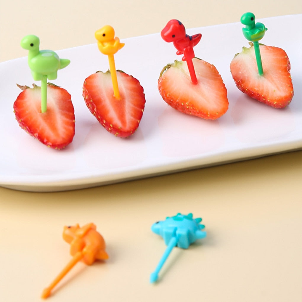 Animal Farm Fruit Fork Mini Cartoon Children Snack Cake Dessert Food Fruit Pick Toothpick Bento Lunches Party Decor Random Color