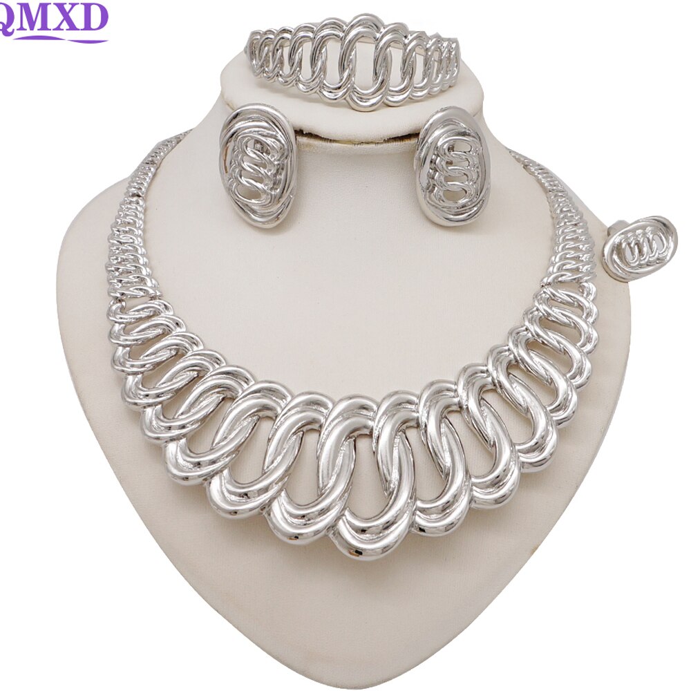 Ethiopian Rope Chain Jewelry Set For Women Ethnic Style Pendant Necklace Bracelet Earring Ring Wedding jewelry sets