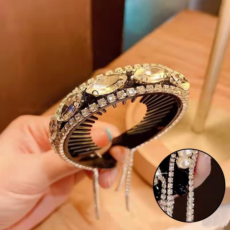 Women Elegant Luxury Rhinestone Tassel Ponytail Hair Claws Hair Clips Barrettes Hairpin Headband Fashion Hair Accessories