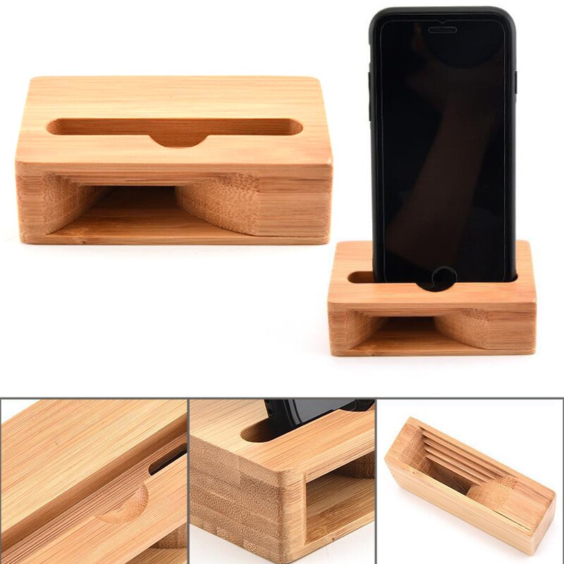 Mobile Phone Loudspeaker Holder Bamboo Sound Amplifier Speaker Wooden Holders Wood Desktop Stand