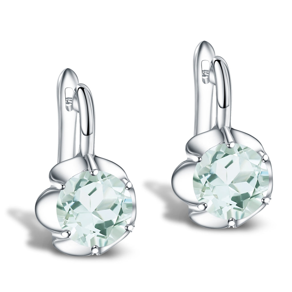 GEM&#39;S BALLET Pure 925 Sterling Silver Fine Jewelry Oval 5.47Ct Natural Green Amethyst Birthstone Stud Earrings For Women
