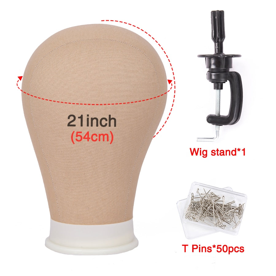 Alileader Training Mannequin Head Canvas Block Head Display Styling Mannequin Manikin Head Wig Stand Free Get T Needle Holder