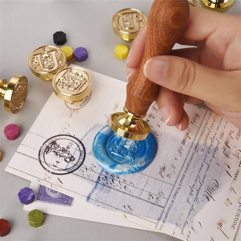 Retro Sealing Wax Stamp Head 26 Alphabet A-Z Letter Seals Stamp Set Tools Post Decor Wood Stamps Antique Wax Seal Stamp