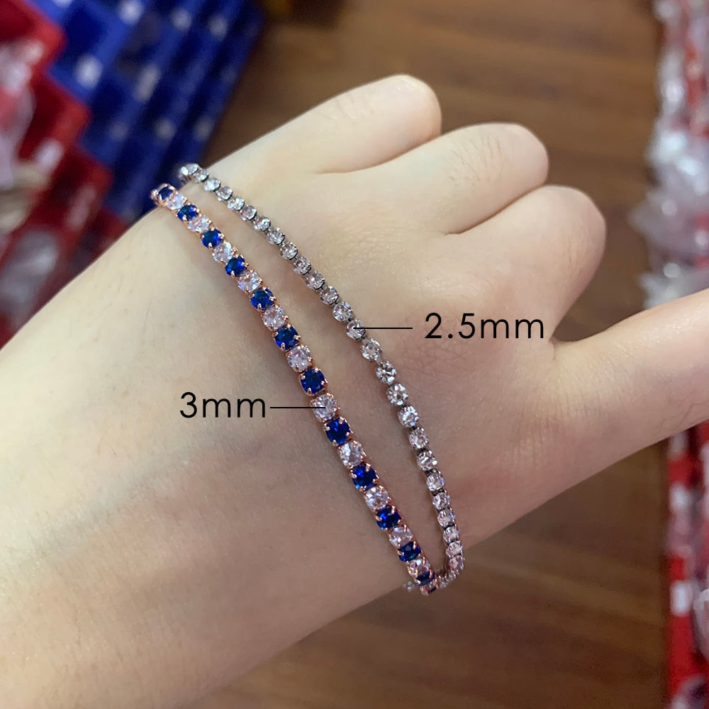 ZHOUYANG Tennis Bracelets For Women Simple Blue Round Zircon Rose Gold Color Girls Bracelet Jewerlly Fashion Korean Jewerly H055