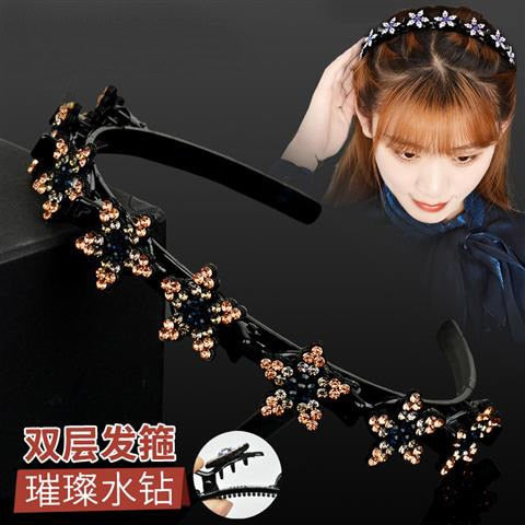 2023 New Fashion Hot Sale Explosion Pearl Rhinestone Bangs Clip Headband Headband for Women Girl Hair Accessories Headwear