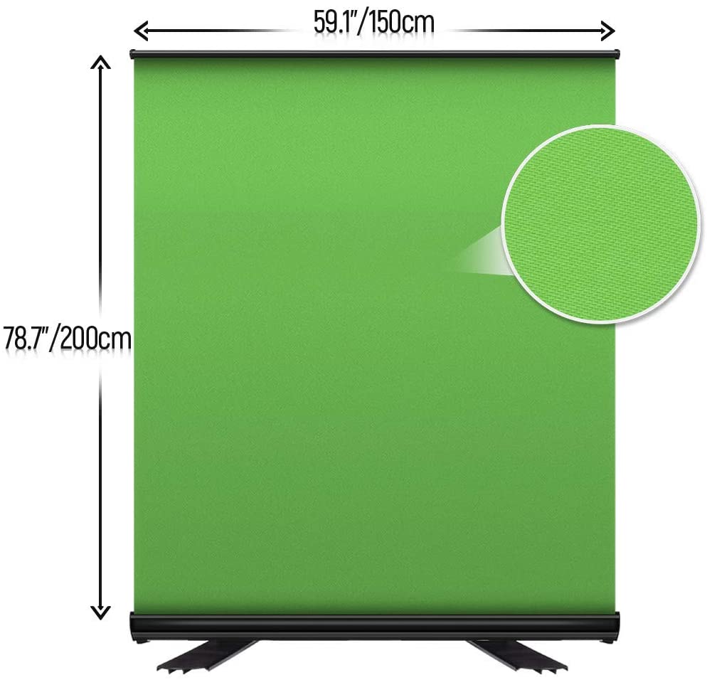 Photography Green Screen Collapsible Chroma Key Panel  Background Removal Wrinkle-Resistant Pull-up Style with Stand for Video