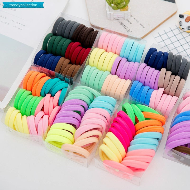 50/100Pcs High Elastic Hair Bands for Women Girls Colorful Hairband Rubber Ties Ponytail Holder Scrunchies Kids Hair Accessories