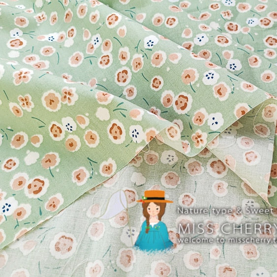 Fresh Floral Twill Cotton Fabric (50x160cm) - Ideal for DIY Baby Clothes, Newborn Pajamas, Quilt Covers, and Bed Sheets - High-Quality Sewing Cloth for Crafting