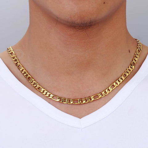 Men's Necklace 6MM Punk  Gold Color Figaro Link Chain for Men Women Jewelry Wholesale Dropshipping 18-32&quot; GN18