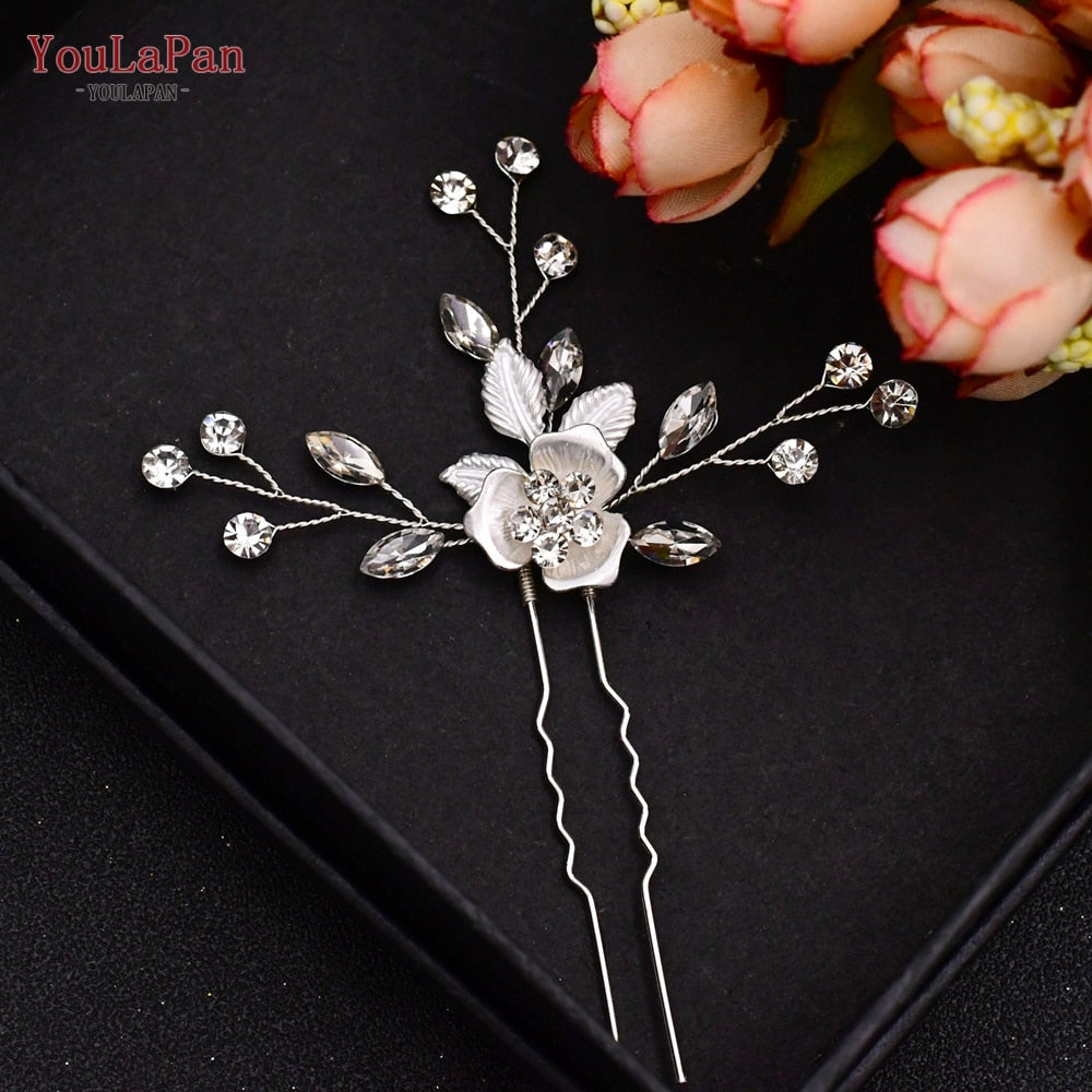 YouLaPan HP133 Rhinestone Crystal Bridal Hair Accessories Women Hair Comb Bride Hair Clips Flower Hair Pins Party Headpiece