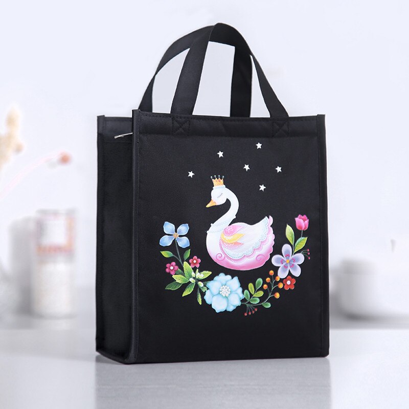 PURDORED 1 Pc Cartoon Lunch Bag Women Fresh Cooler Bags Waterproof Portable Zipper Thermal Oxford student Lunch Box Food Bags