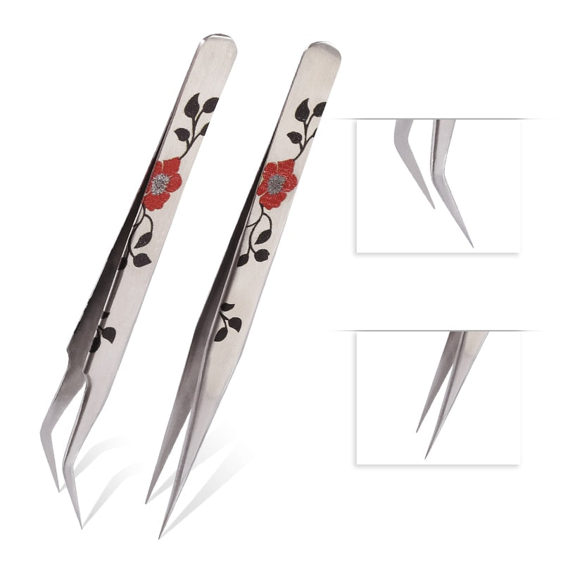 Qiao Excellent Quality Tweezers Bend+Straight New Stainless Steel Industrial Anti-static Cross Tweezers Sewing Accessories Tools