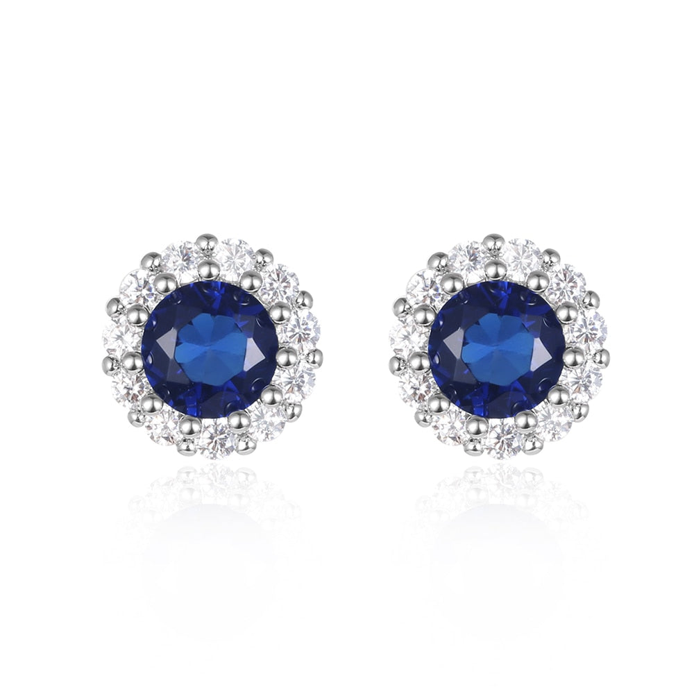 Women's Earrings Chamomile Dorea Fashion Geometry Studs Zirconia Earrings Cute Blue Stone Minimalism Piercing Earrings for Wife