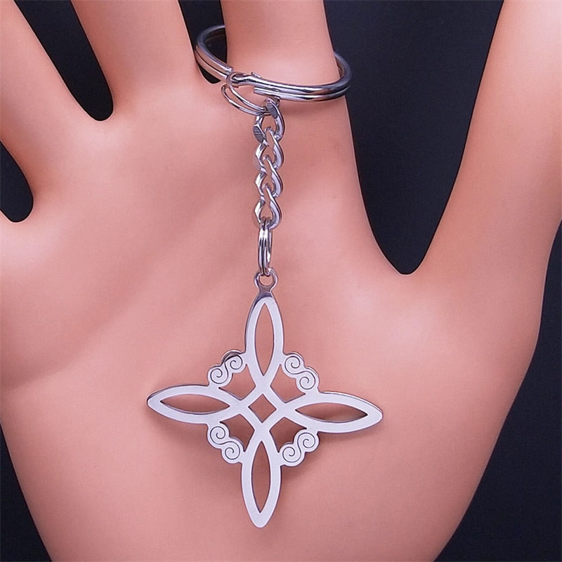 Witchcraft Stainless Steel Witch Knot Pendant Necklace for Women Man Silver Color Wicca Chain Necklaces Jewelry nudo de bruja