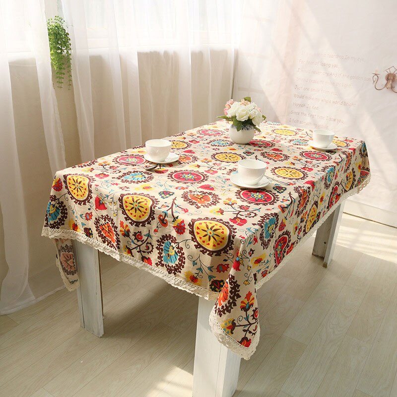 Bohemian Table Cloth Cotton Linen Tablecloth Rectangular Tablecloths Dining Table Cover Obrus Tafelkleed mantel mesa nappe U0997