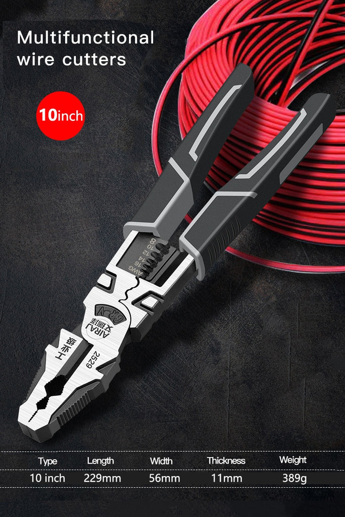 AIRAJ 9 inch Multifunction Pliers Combination Pliers Stripper Crimper Cutter Heavy Duty Wire Pliers Diagonal Pliers Hand Tools