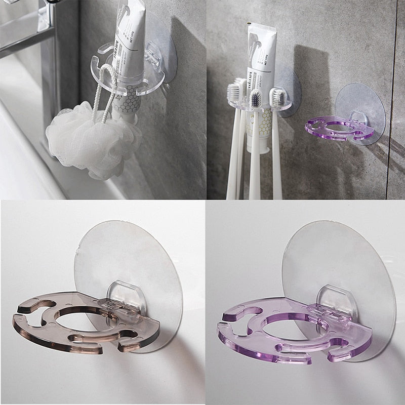 NEW Self-adhesive Wall Mount Toothpaste Dispenser Toothbrush Holder Storage Squeezer Shaver Holder Bathroom Shelves